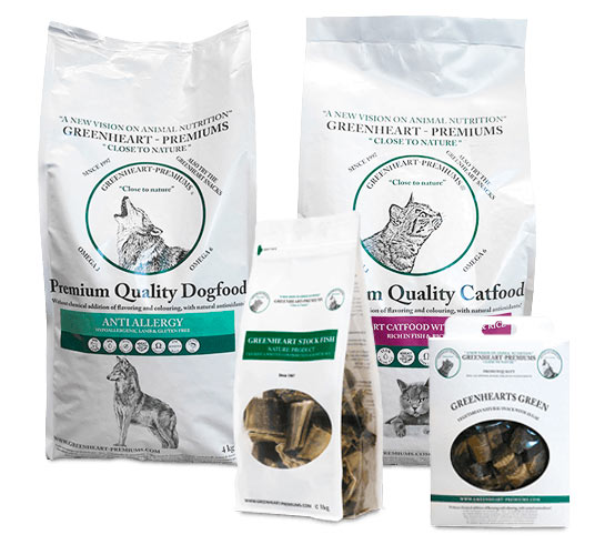 Greenheart-premiums est la première marque à avoir développé une nutrition naturelle adaptée à l’activité et aux différents stades de vie des chiens et chats.